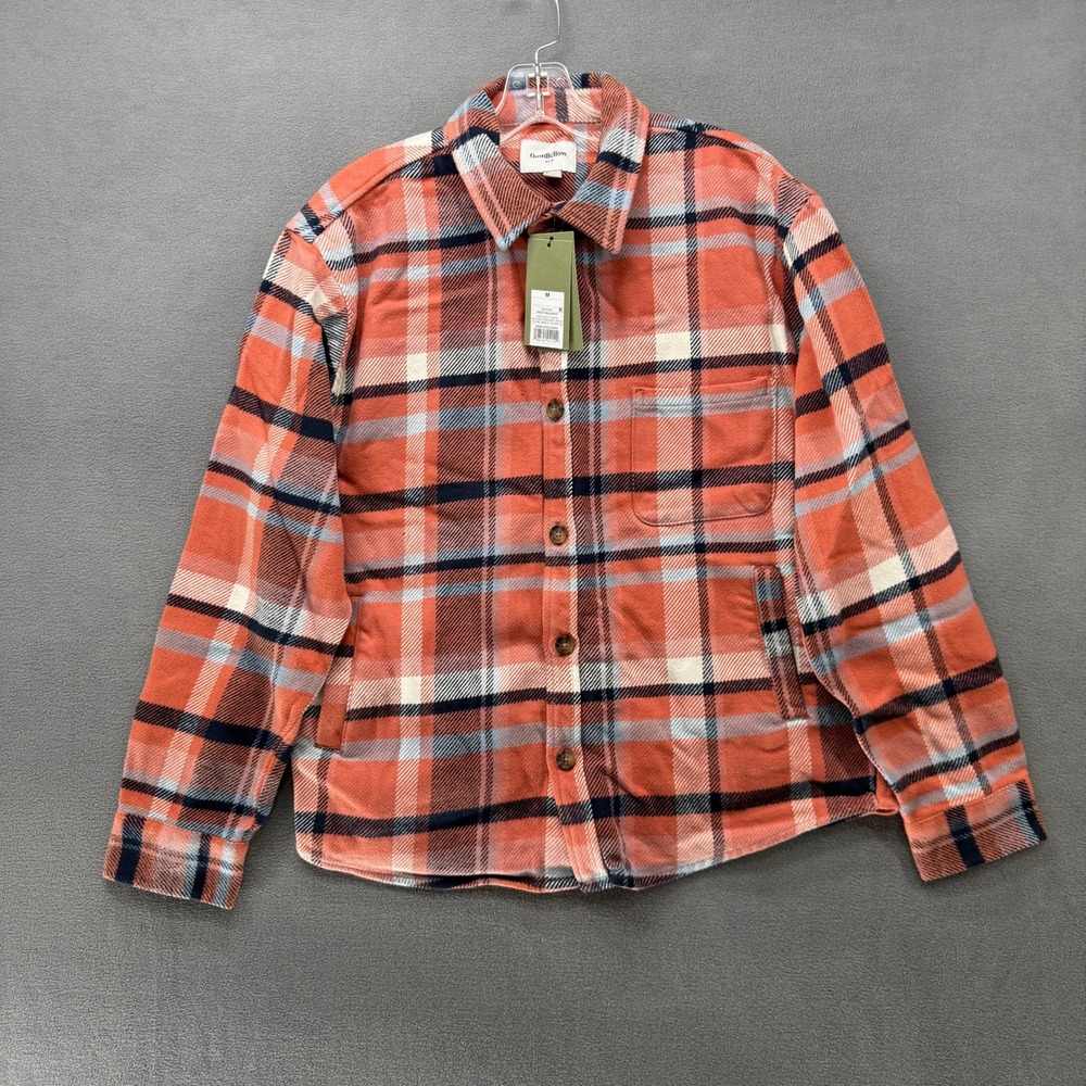 Goodfellow & Co Mens M Heavyweight Flannel Shirt Jacket Apricot Plaid NWT
